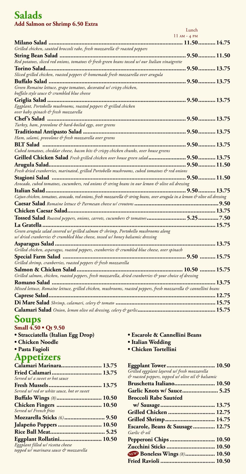 La Gratella Menu Ledgewood 3312025 3